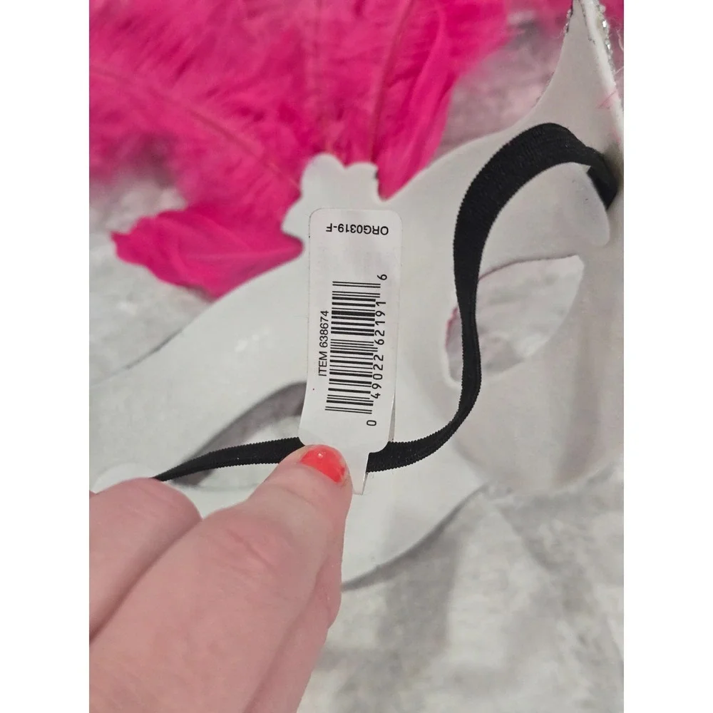 Masquerade Half Masks Black‎ Silver Pink Feathers Lot of 2 Adult NWT